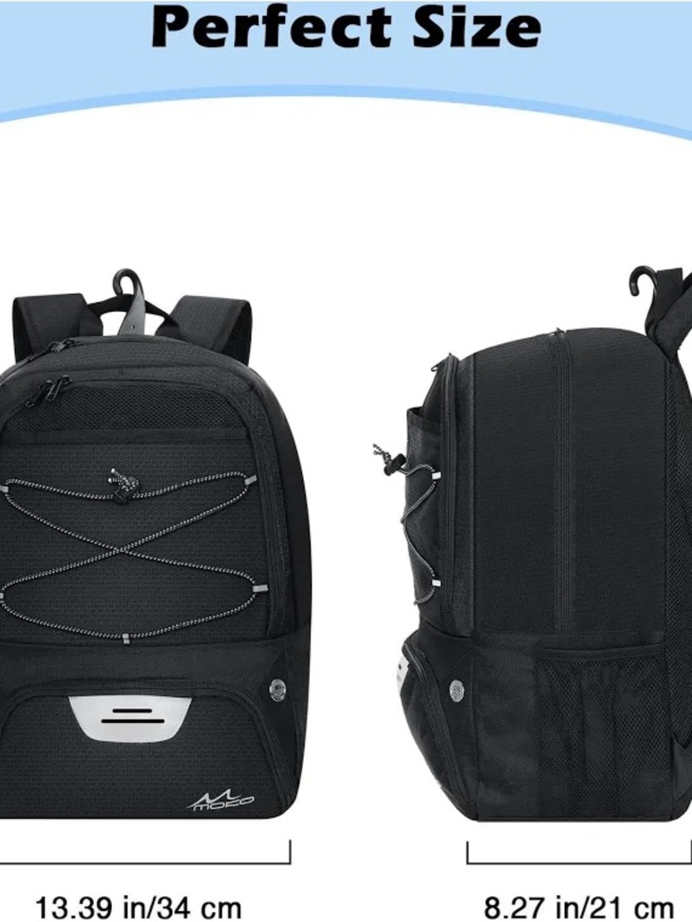 Black Casual Men's Backpack with External Bungee Strap